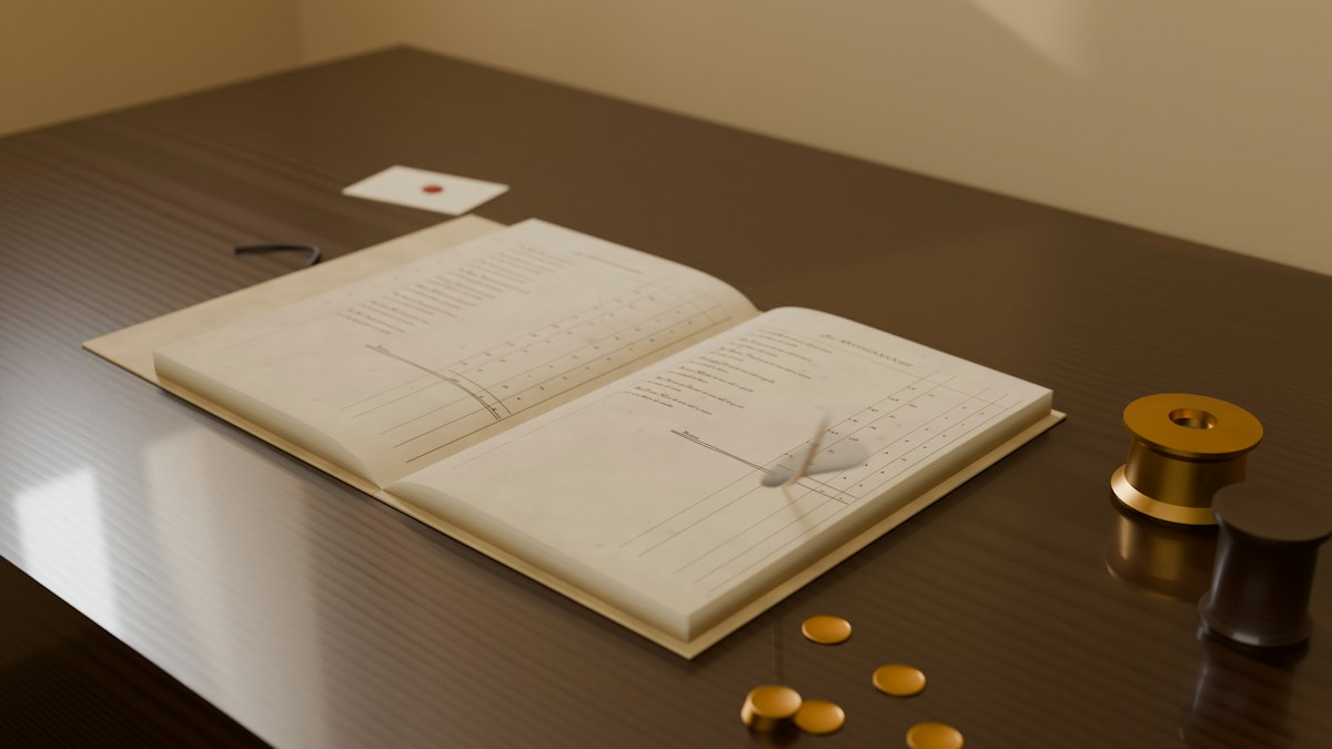 Libros contables y documentos de empresa sobre una mesa